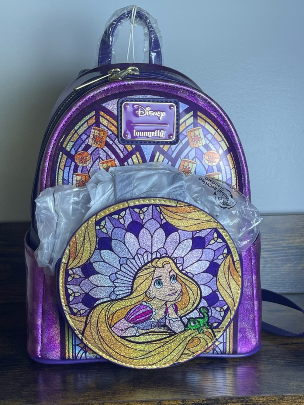 Loungefly Rapunzel Stained Glass Mini Backpack - Purple/Gold
